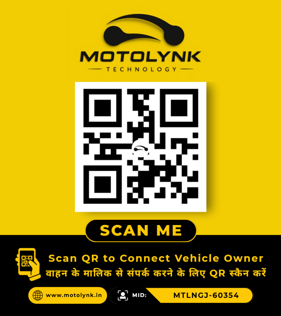 MotoLynk QR sticker — scan to connect with the vehicle owner